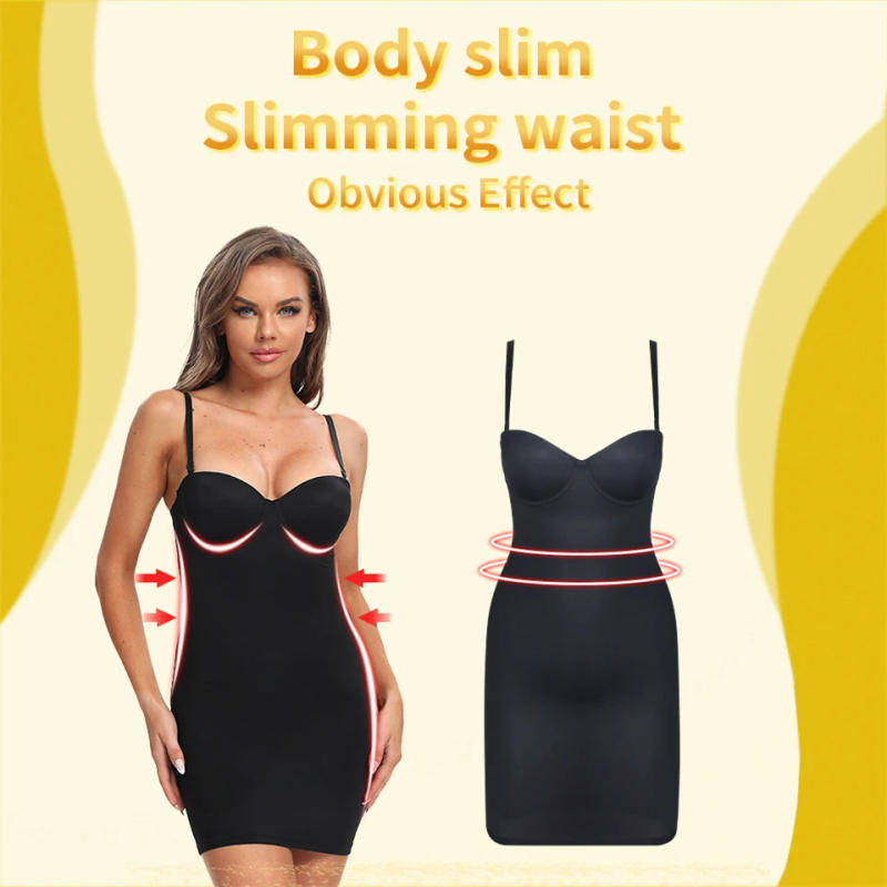 Description Picture 4 of itemSheath Flat Belly Woman Sexy Dress Slimming Body Female Shapewear Dresses Underwire Cup Black  Upgraded Non-slip Hem