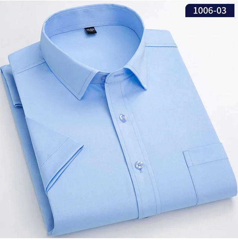 Description Picture 4 of itemMen’s Short Sleeve Shirts Elegant Plain Stretch No Iron Office Formal  Business Dress Shirt Casual Standard Male Workwear Shirt