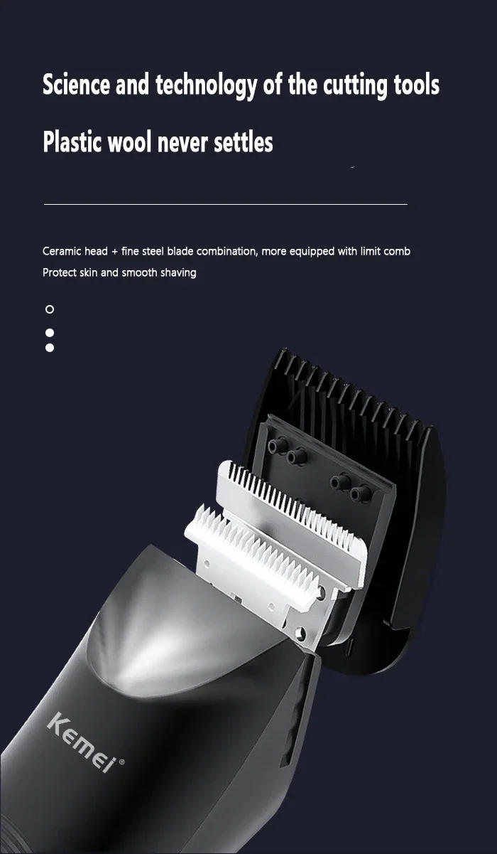 Description Picture 6 of itemKemei KM-1838 Body Groin Hair Trimmer Ceramic Blade Waterproof Wet Dry Beard Clippers Pubic Armpit Body Hair Shaver