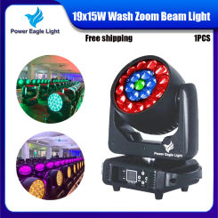 0 Tax 1Pcs 19x15W Led Moving Head RGBW Beam Wash Zoom Moving Head Light DJ Stage Light Equipment Concert Productions Profession