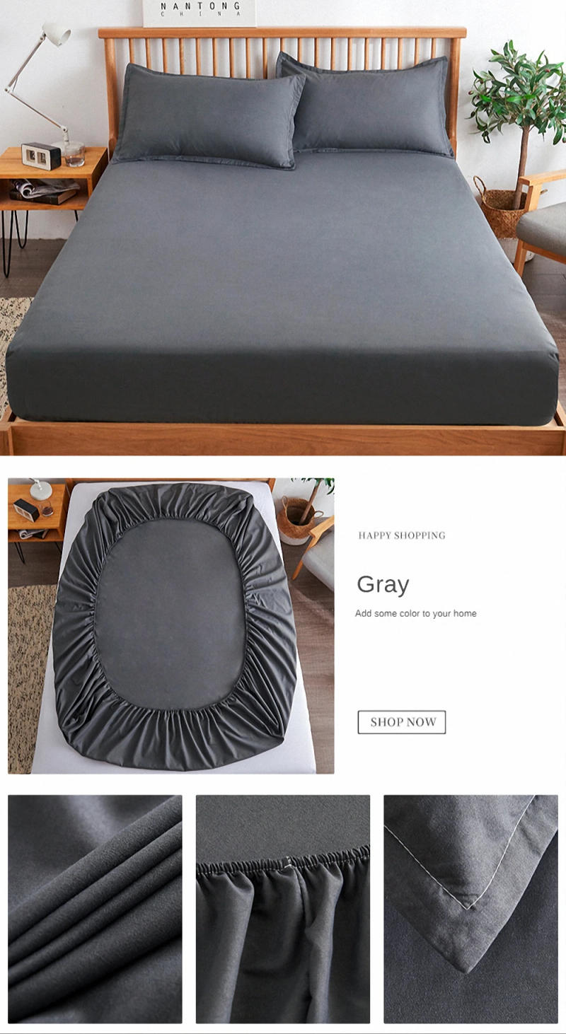 Description Picture 6 of item100% Cotton Mattress Cover Or Pillowcase Elastic Band Air-Permeable Non Slip Fitted Sheet Single Double Anti-Pull King Queen Bed