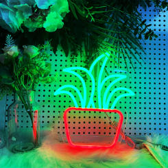 Grass potted neon lamp custom-made for shops, flower shop party bedroom balcony decoration atmosphere lights