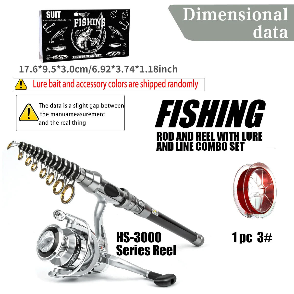 Description Picture 3 of itemFishing gear rod and wheel set Far throw Luya sea fishing rod and reel combination telescopic spinning rod