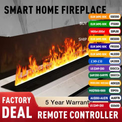 Ultrasonic Mist Fireplace Humidifier, Essential Oil Compatible, RGB Flame Fireplace for Home Hotel