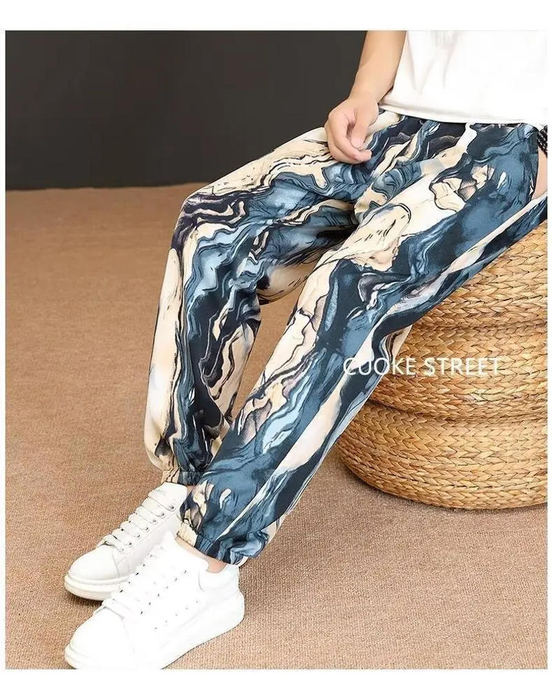 Description Picture 5 of itemFashion Casual Trousers Mid-rise Versatile Breathable Ethnic Style Retro Print Harem Trousers Sweatpants Men'S Streetwear Pants