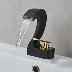Bathroom Faucet Solid Brass White & Gold  Bathroom Basin Cold And Hot Water Mixer Sink Tap Single Handle Deck Mounted Tap