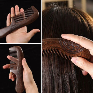 Useful Natural Sandalwood Comb Ladies Anti-static Narrow Tooth Combs Hair Brushing Beard Comb Hair Care Tool Beauty Accessories