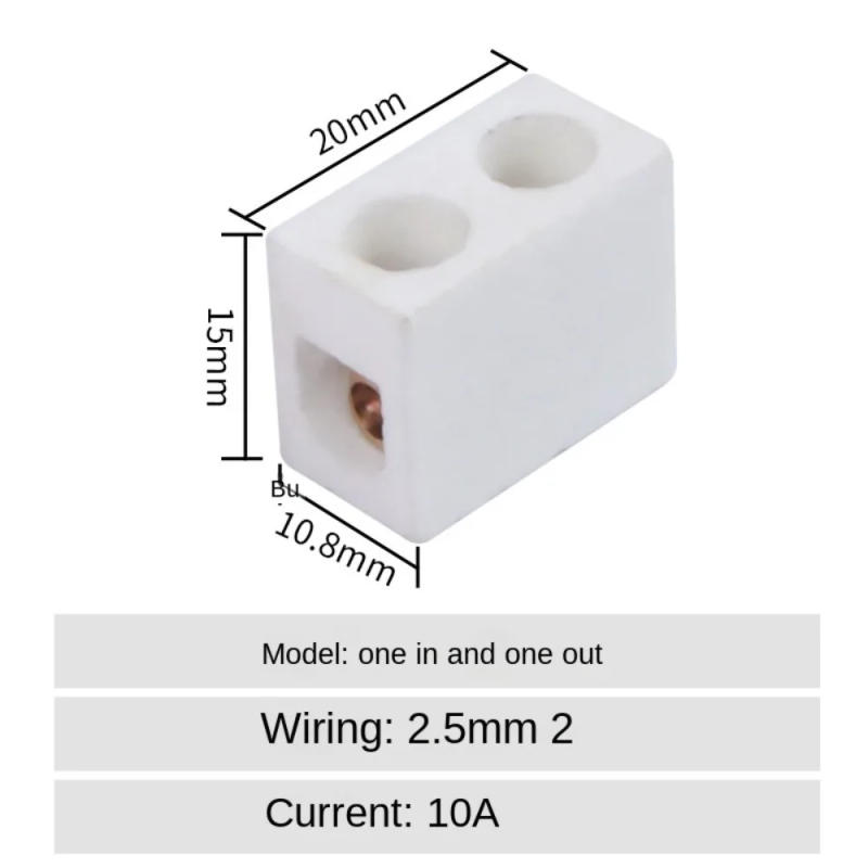 Description Picture 5 of item1 In 1 Out Ceramic Wiring Terminal Block 2 In 2 Out High-temperature Resistant Screw Wire Connector Terminals