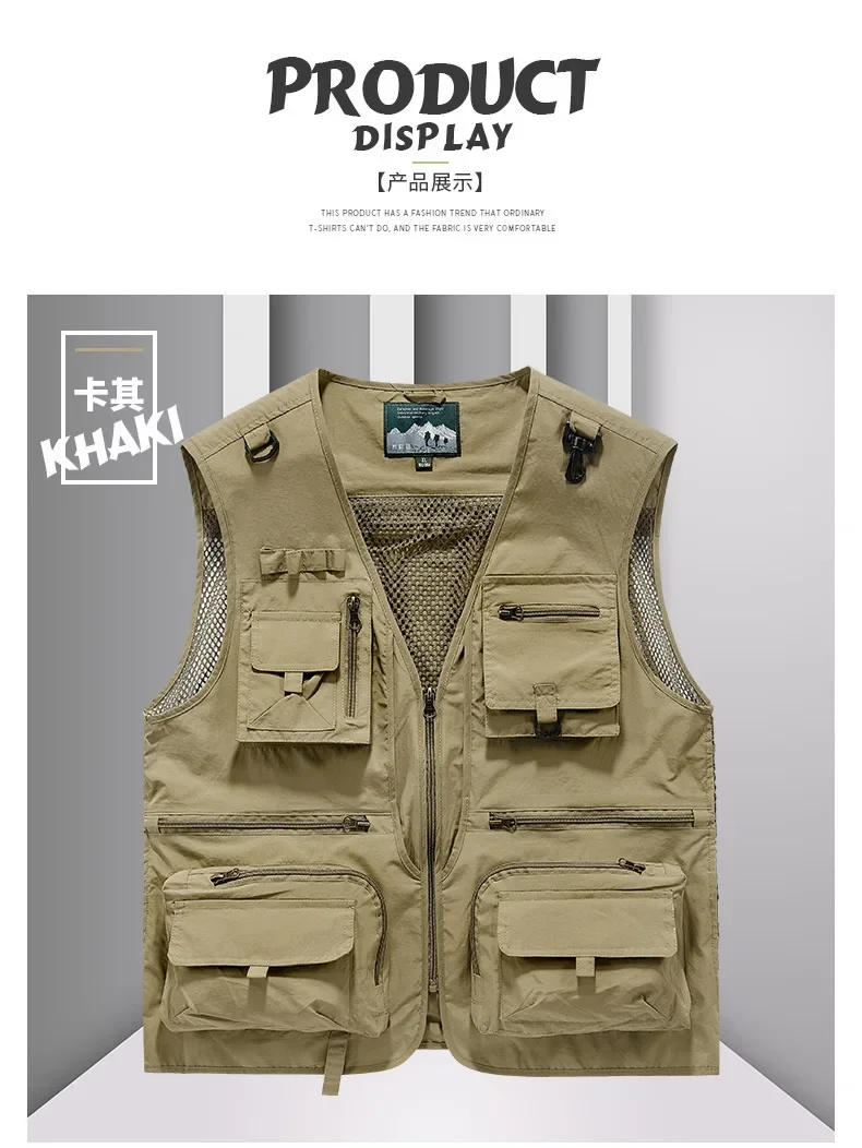 Description Picture 3 of itemMultipocket Quick Dry Mesh Fishing Vests Men Outdoor Tactical Vest Hiking Hunting Casual Fisherman Vest Solid Sleeveless Coats