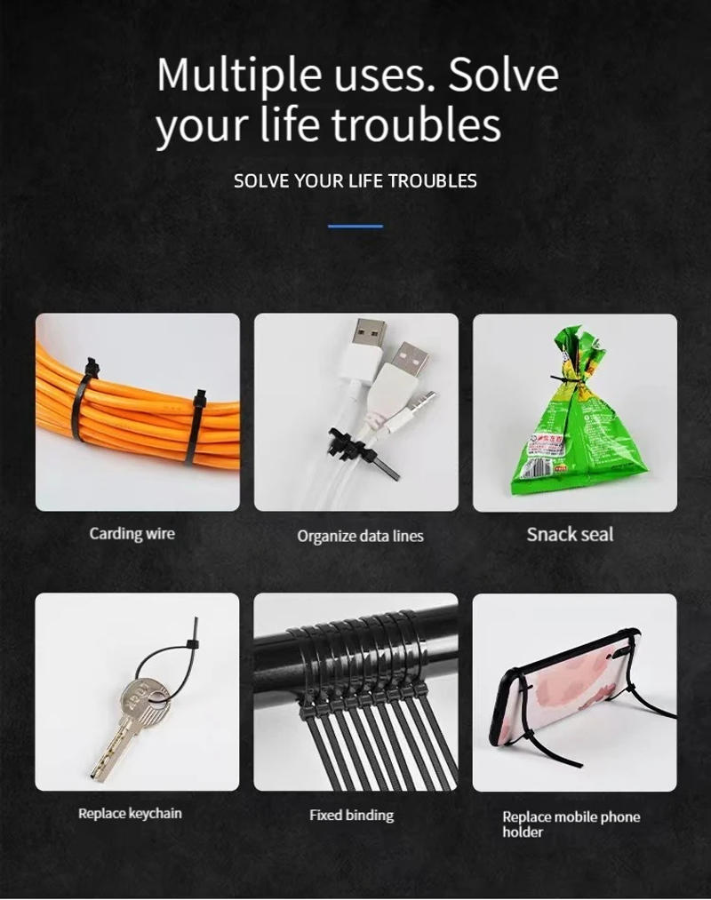 Description Picture 4 of item100 Pieces Black Red 4x200mm Cable Ties Fastening Rings Reusable Cable Zipper Ties Removable Multifunctional Anti-Corrosion Ties