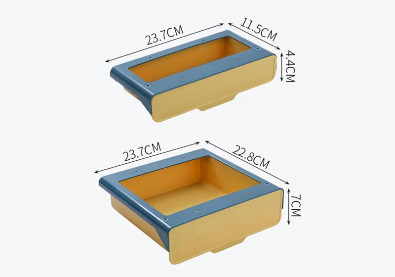 Description Picture 2 of itemHidden Hanging Storage Organizer Kitchen Drawer Storage Box Punch-Free Under Table Self-Adhesive Drawer Case Fork Spoon Tray
