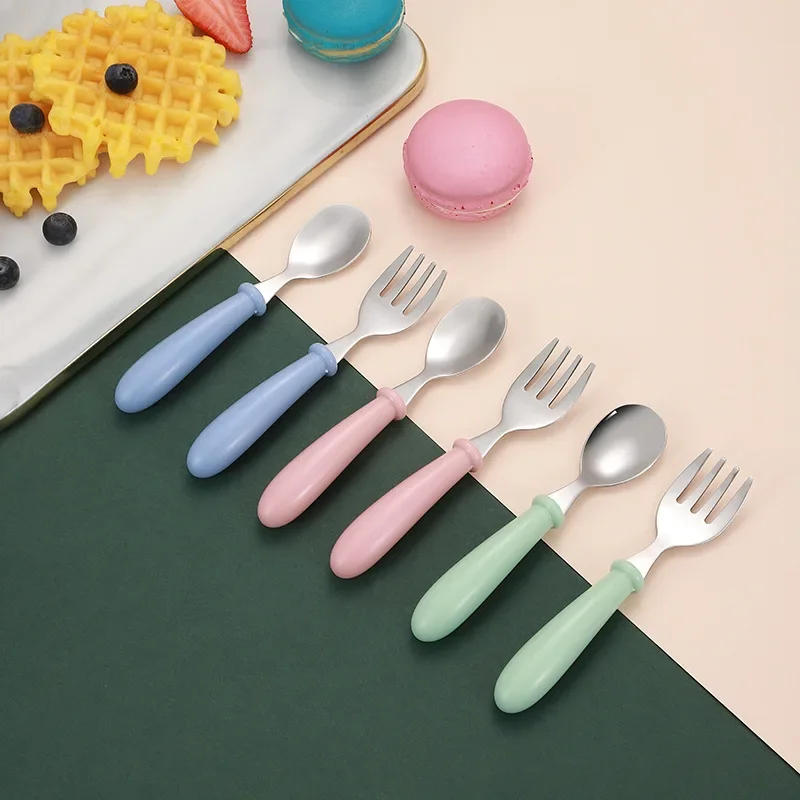 Description Picture 4 of itemBaby Gadgets Tableware Set Children Utensil Stainless Steel Toddler Dinnerware Cutlery Cartoon Infant Food Feeding Spoon Fork