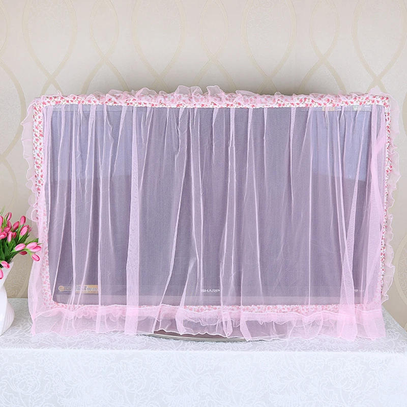 Description Picture 5 of itemLace Fabric Door Curtain TV Circle Can Be Flipped Dust Cover Monitor Screen Home Decorations Dust Cover With Elastic