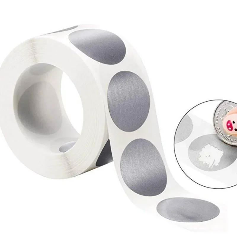 Description Picture 2 of item300pcs/roll  Round Silver Scratch Off Stickers 1 Inch   Labels Sticker for Party Activity Favors Stationery