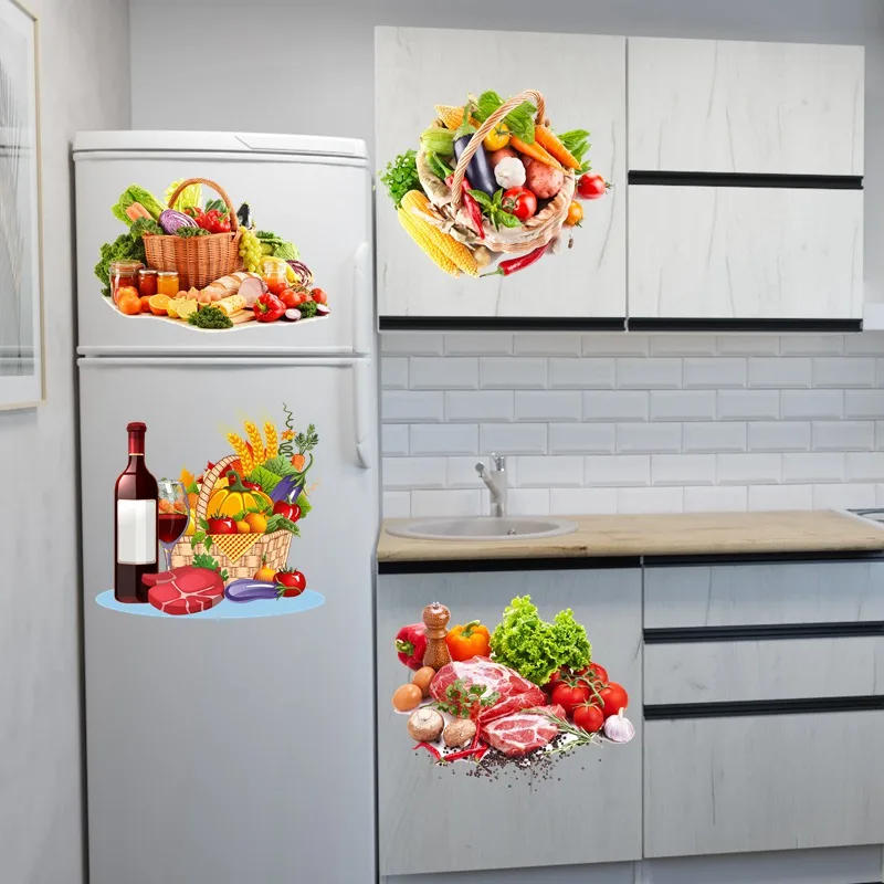 Description Picture 4 of itemTri koshki RC061 Fresh Vegetables Kitchen Sticker Decal Pvc Waterproof Kitchen Wall Decoration Cabinet Refrigerator Door Sticker
