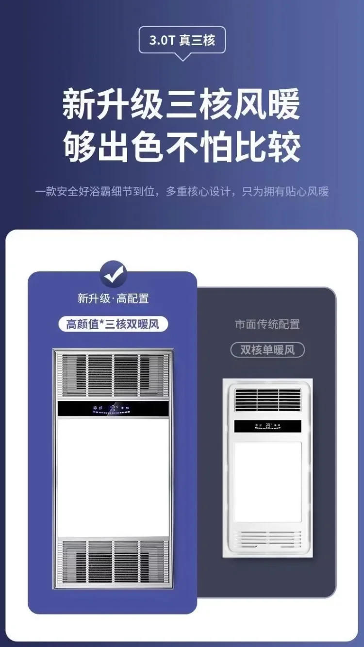 Description Picture 2 of item220V Integrated Ceiling Exhaust Fan with Lighting Five-in-One Bathroom Heater Fan, Ventilation Fan Combo