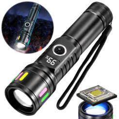 Handheld LED Flashlight USB Charging Powerful LED Flashlight Power Display Super Bright Flashlight for Power Outages