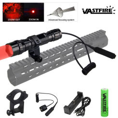 Red Light Zoomable Flashlight Tactical Night Hunting Under-Barrel Airsoft Pistol Armas Recharger Flashlight Toch Lanterna +Mount