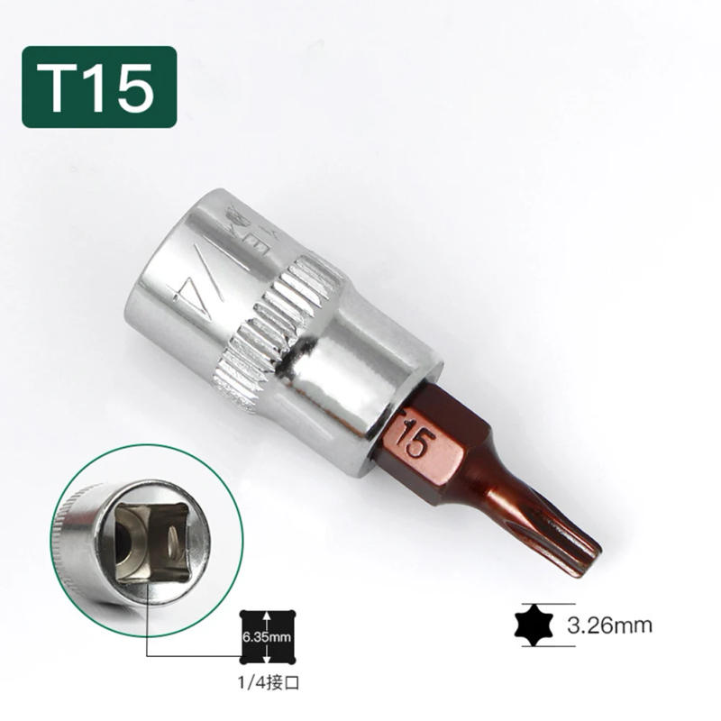 Description Picture 4 of item5Pcs Hex Head Screwdriver Bit 1/4 Inch Torx Bit Sockets T15 T20 T25 T30 T40 Slotted Tip Screwdriver Bit