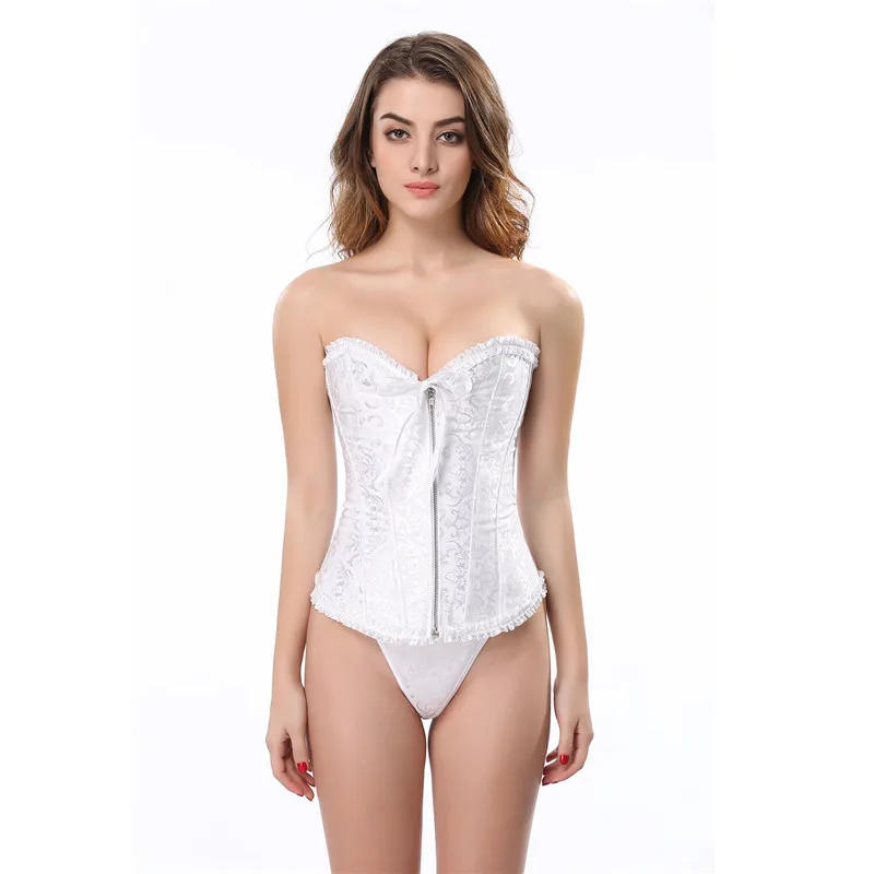 Description Picture 3 of itemWomen Gothic Sexy Overbust Corsets Satin Vintage Jacquard Body Shaper Slim Corset Bustier Lingerie Top Plus Size Corselet