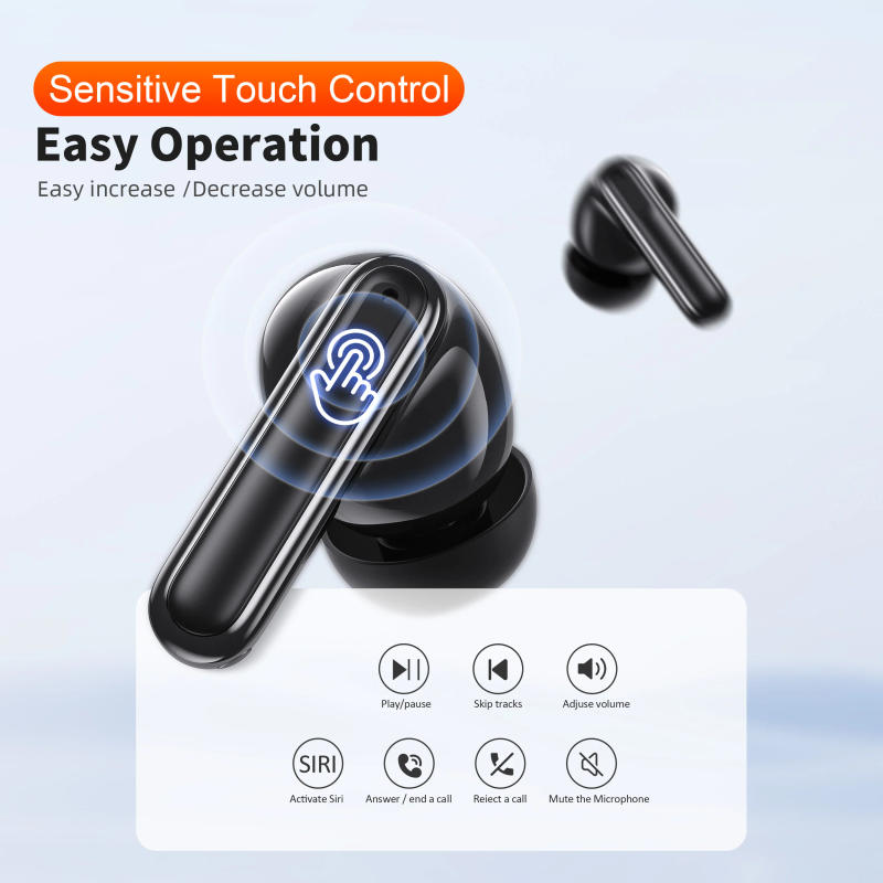 Description Picture 6 of itemWireless Headphones,QERE E50,NEW TWS Bluetooth 5.3,HD Microphone,HIFI Earphones,13mm Driver,Display screen+touch,4 Mics+ENC Call