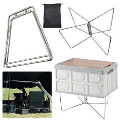 1Pc Camping Folding Cooler Box Stand Ice Box Stand Multi Container Holder Shelf Outdoor Camping Supply Holer Folding Stand