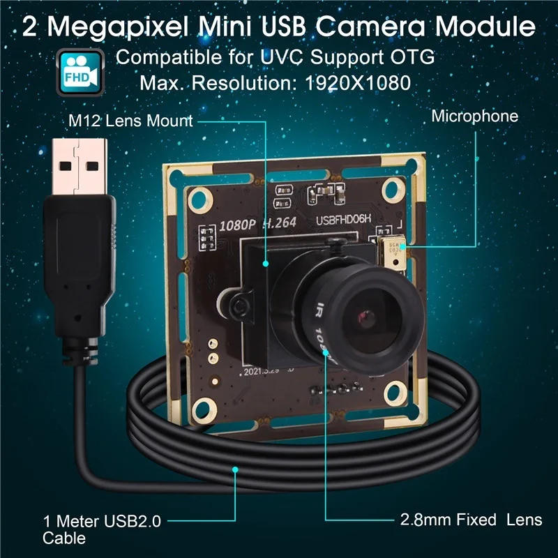 Description Picture 3 of itemELP 2megapixel low illumination 0.01 lux plug and play free driver UVC usb camera module with microphone