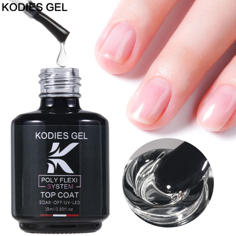 Description Picture 2 of itemKODIES GEL Poly Nail Gel Top Coat Super Shine Semi Permanent UV/LED Manicure Top Gel Finish Sealer No Sticky Varnish Lacquer Art