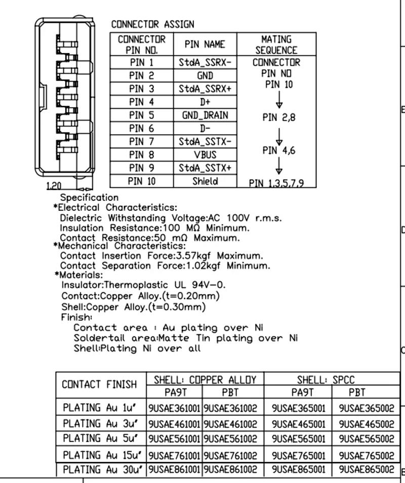 Description Picture 2 of item5pcs USB 3.0 A Type Male Plug Connector 9 Pin SMT SMD High-speed Data Transmission USB 3.0 Jack Charging Socket Soldering