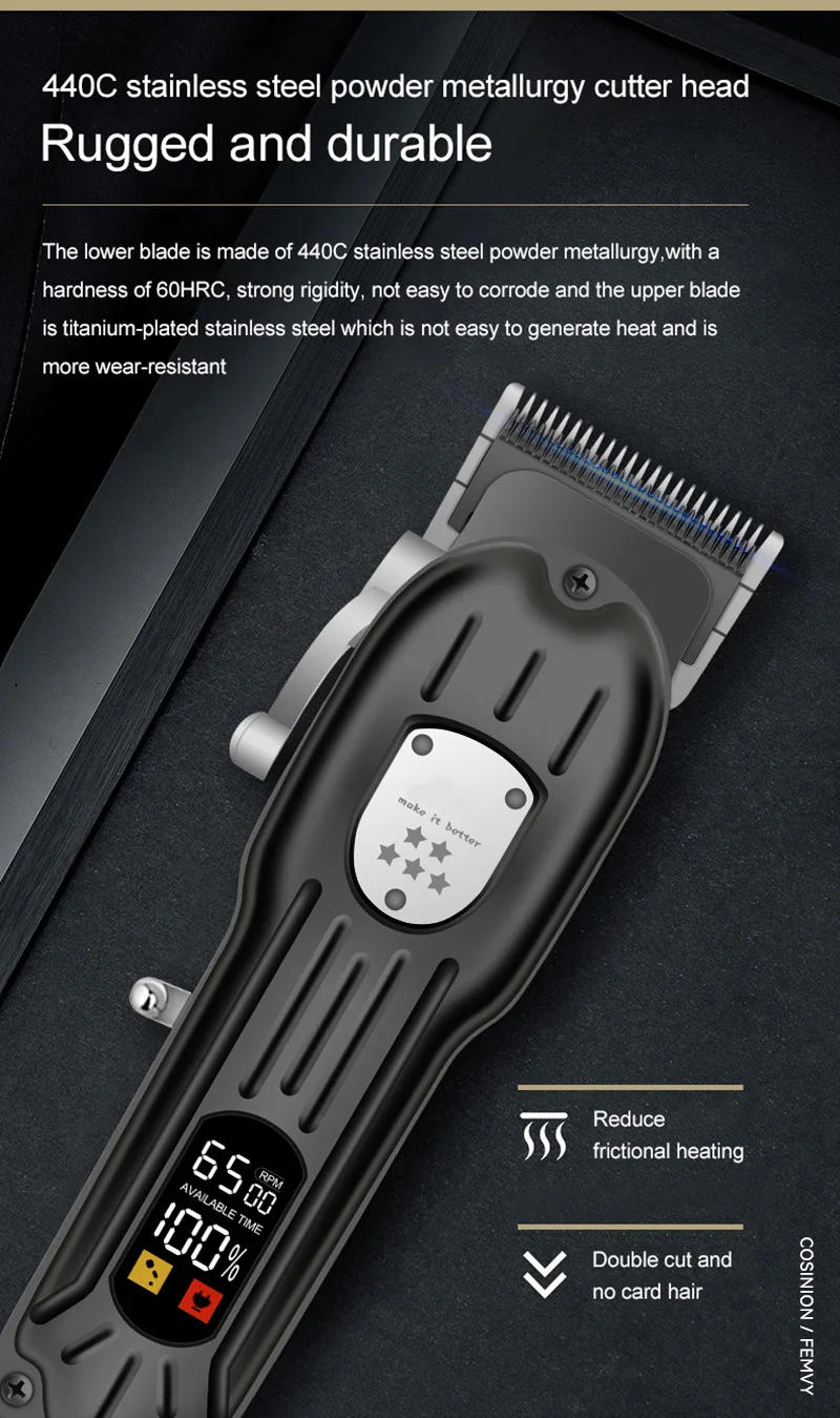 Description Picture 4 of itemProfessional Barber Men Electric Hair Trimmer 3000mAh Rechargeable Hair Clipper Adjustable Trimming Length Cordless Beard Shaver