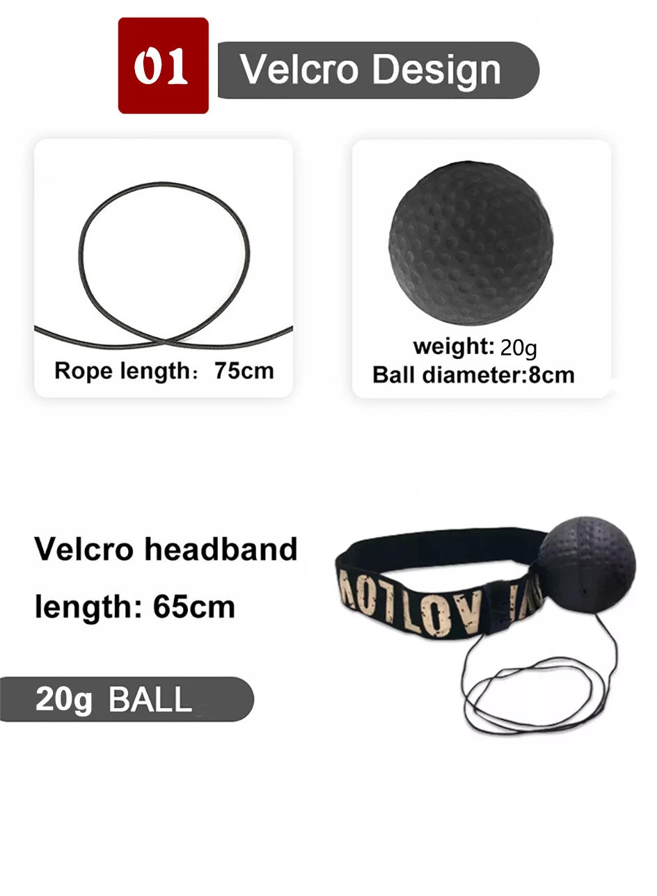 Description Picture 3 of itemMMA Boxing Speed Ball Head-mount PU Punch Ball Sanda Muay Thai Training Hand Eye Reaction Home Sandbag Fitness Boxing Equipment