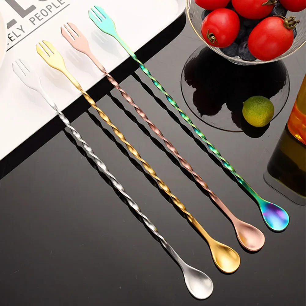 Description Picture 2 of itemCreative Long Spiral Handle Cocktail Spoon Stainless Steel Whisky Wine Mixing Spoon Shaker Muddler Stirrer Bar Accessories