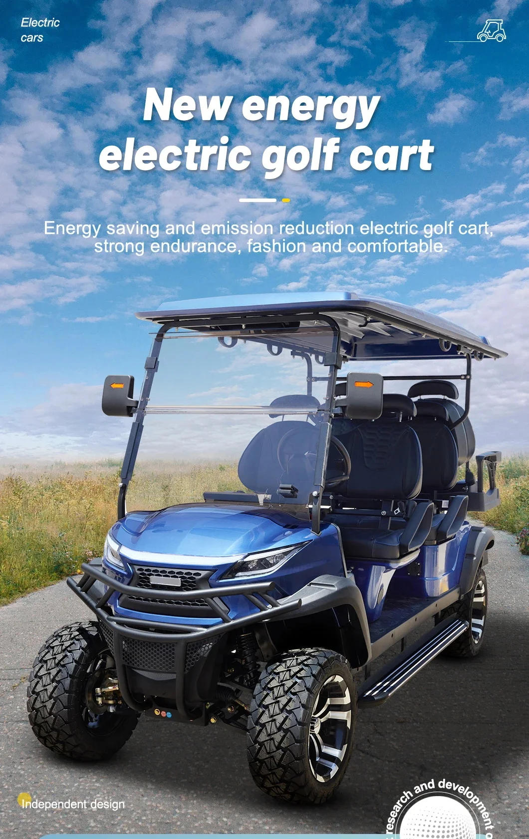 Description Picture 2 of item2+2+2 Seats Person Lithium Battery 4 Wheel Electric Golf Carts For Sale