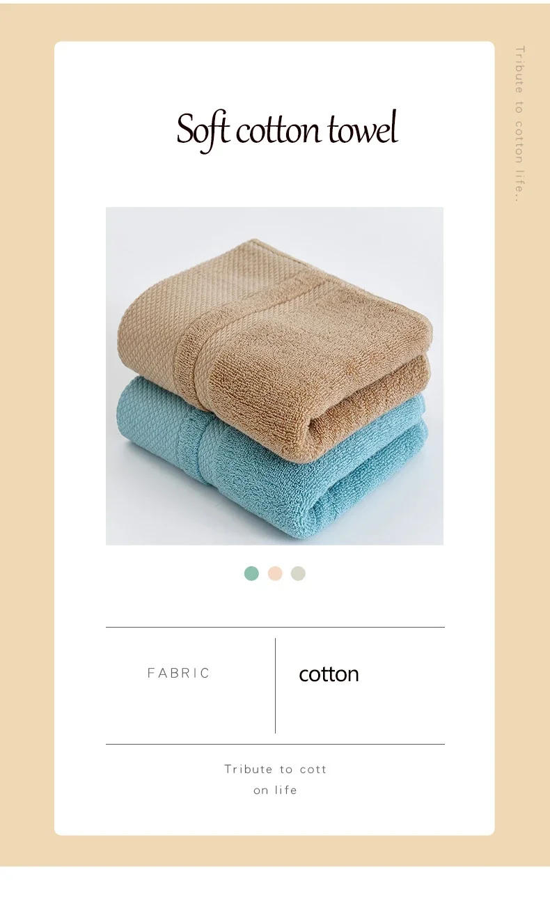 Description Picture 3 of item1PC Face Towel Absorbent Pure Cotton Hand Wash Face Hair Cleaning Quick Drying Household Soft Adult Towels 35x75CM