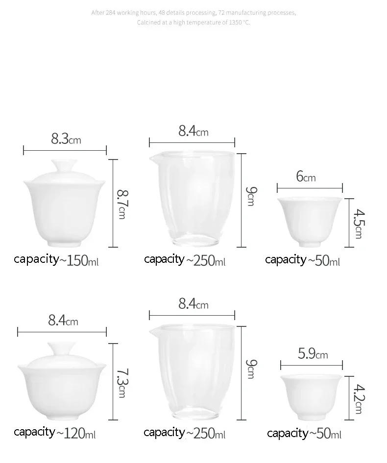 Description Picture 5 of itemPorcelain Service Gaiwan Tea Cups Mug of Tea Ceremony Teapot,Chinese Portable Kung Fu Travel Tea Set, Ceramic Teacup with bag