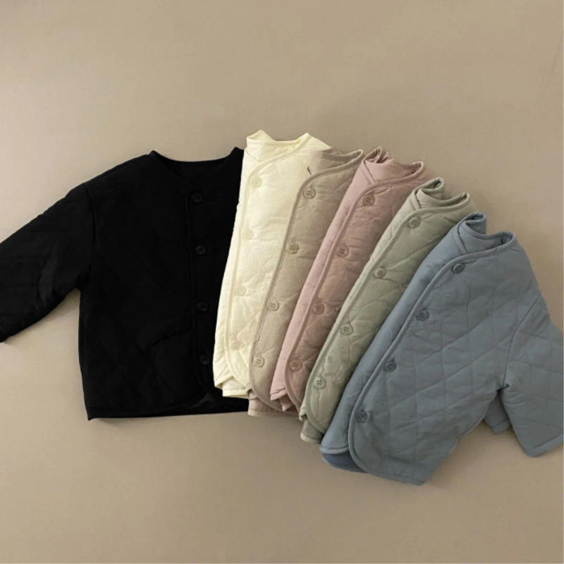 Description Picture 6 of item2025 Autumn New Baby Long Sleeve Coat Cotton Boys Girls Thin Padded Jacket Infant Toddler Solid Casual Cardigan Baby Clothes