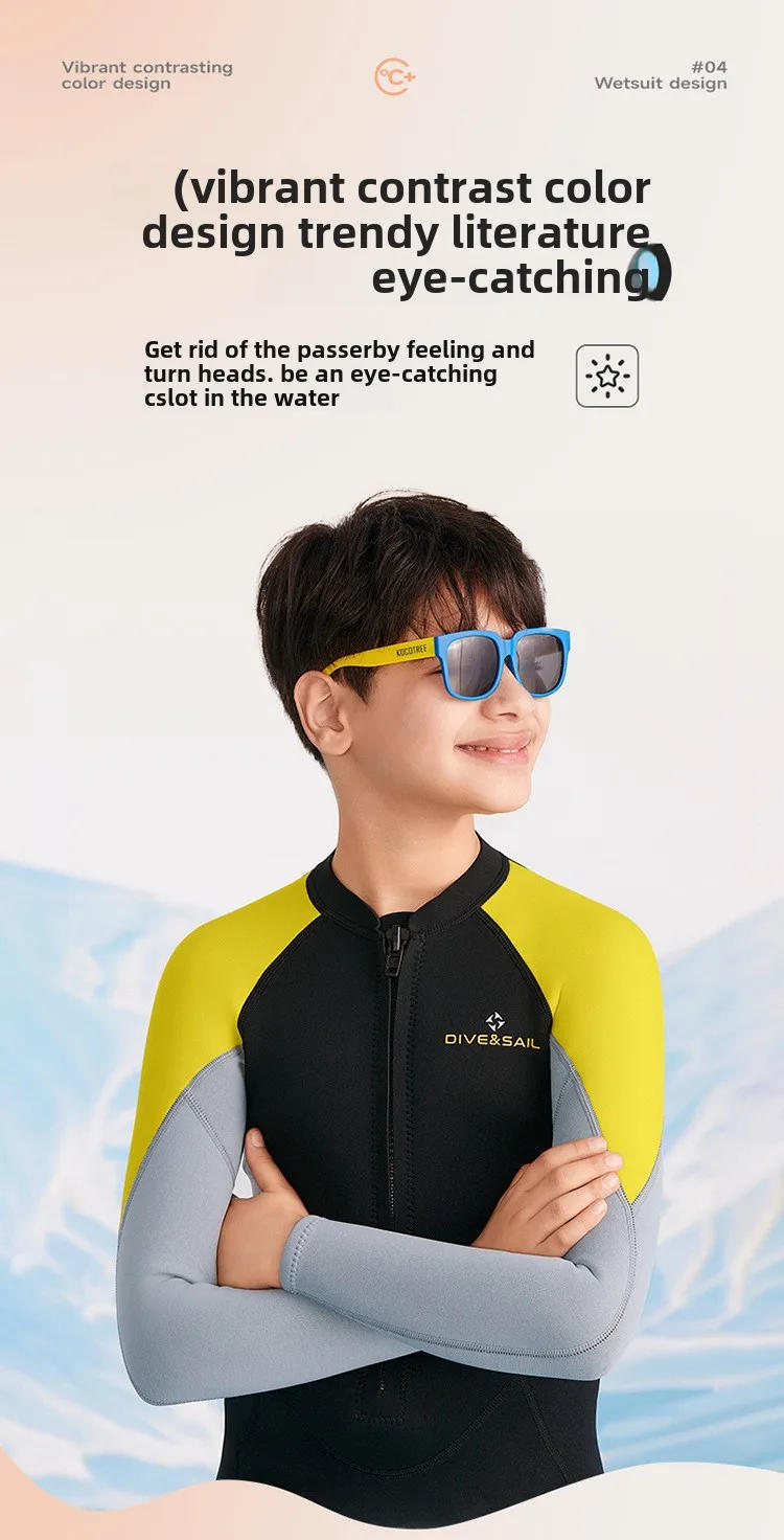 Description Picture 6 of itemTeenage boy Full Wetsuit - 2.5mm Neoprene Diving Suit Keeps Warm Professional conjoined Swimsuit for Swimming Surfing and Beach