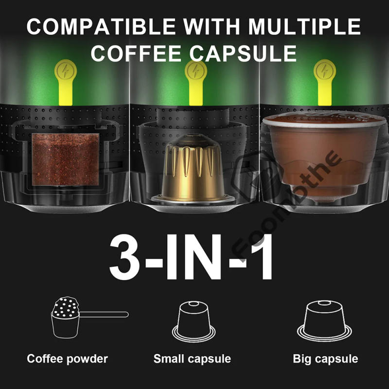 Description Picture 3 of itemFoombthe Electric Portable Coffee Machine Italian Espresso Machine for Car & Home 3-in-1 Capsule Powder Travel Coffee Maker