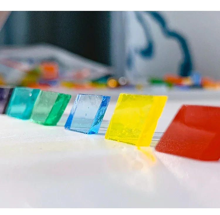 Description Picture 5 of item200g Diamond Shape Mosaic Mica Stained Glass Mosaic Tiles Mosaic Making Tiles for Puzzle Art DIY Craft Lamp Table Accessories