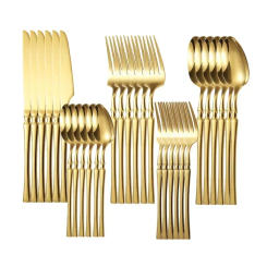 30/40/60pcs Bright Gold Dinner Cutlery Set Stainless Steel Tableware Knife Fork Coffee Spoon Flatware Dinnerware Dishwasher Safe
