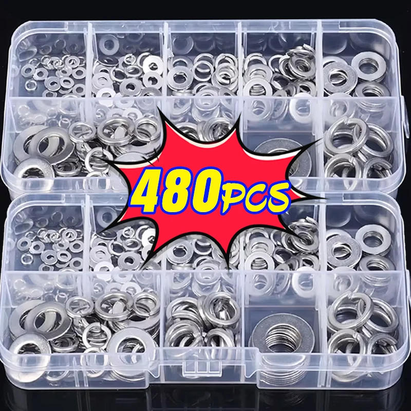 Description Picture 5 of itemStainless Steel Spring Lock Washers Metal O Rings Flat Gaskets Set Fasteners Hardware Assortment Kits M2 M2.5 M3 M4 M5 M6 M8 M10