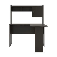 Mainstays L-Shaped Desk with Hutch, Espresso/Rustic Oak