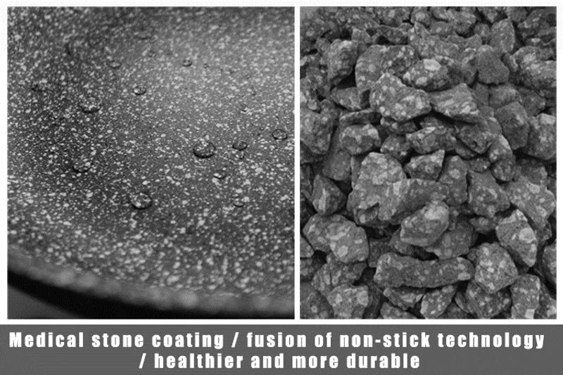 Description Picture 5 of itemDurable Stone Frying Wok Pan Non-stick Ceramic Pot Induction Fryer Steak Cooking Gas Stove Skillet Cookware Tool for Kitchen Set