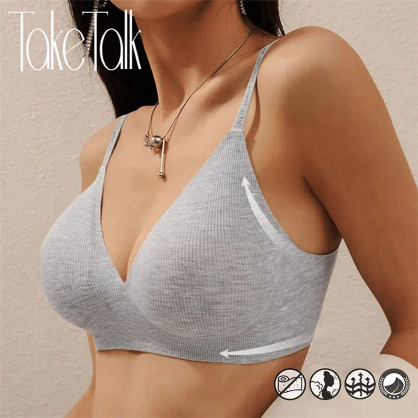 Description Picture 2 of itemWomen Sexy Seamless Bras Deep V Neck Bralette Sexy Lingerie Letter Strap Tops Push Up Underwear Wireless Brassiere for Female