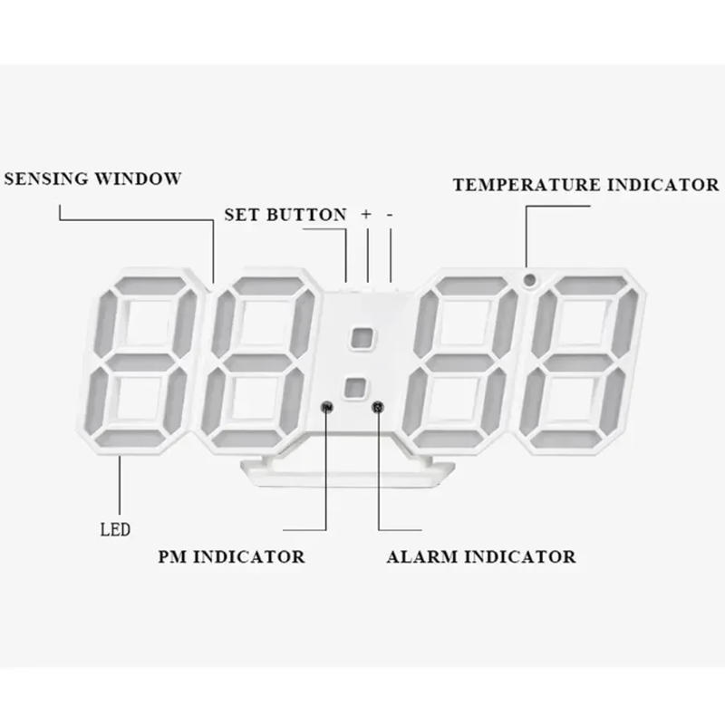Description Picture 3 of itemInterior Table Clock Watches Wall Table Decoration & Accessories Digital Desk Clock Decor Living Room Bedroom Led Alarm Home