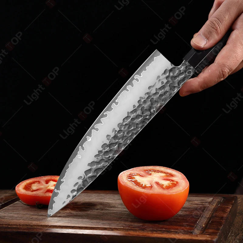 Description Picture 5 of itemStainless Steel Octagonal Handle Chef's Knife Japanese Cooking Sashimi Knife Meat Cutting Santoku Knife Set Sharp Kitchen Knives