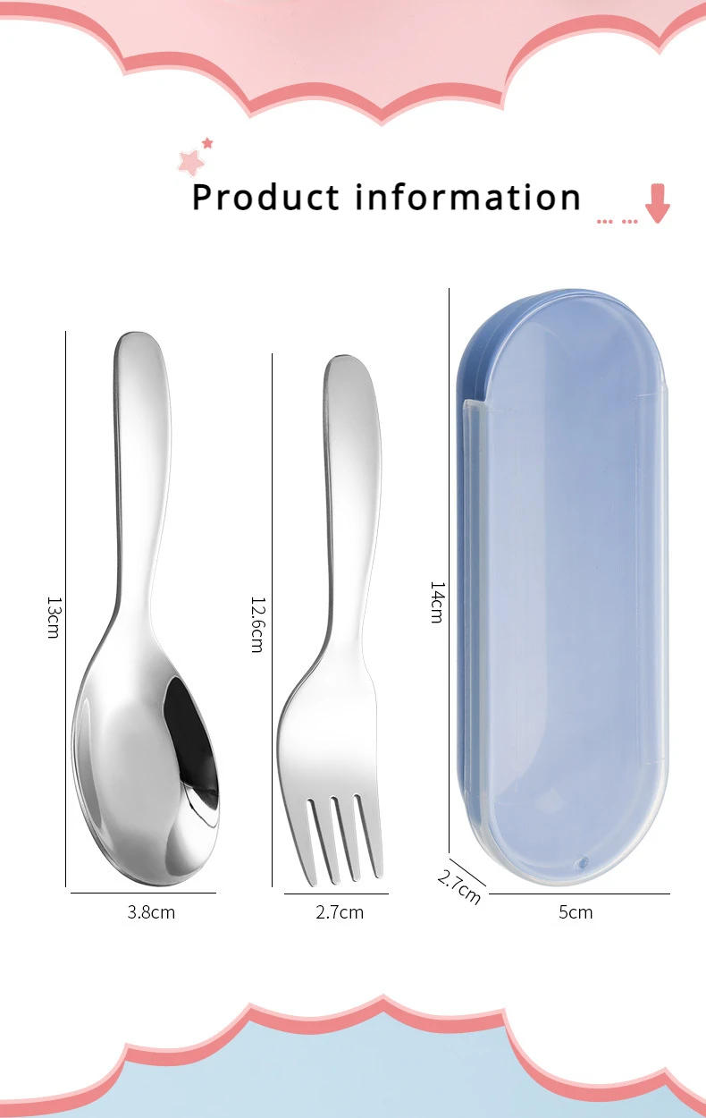 Description Picture 3 of item2 PCS 1 Set Portable Spoon Fork Tableware Outdoor Camping Stainless Steel Cutlery Set for Hiking Outdoor Camp Cooking Supplies