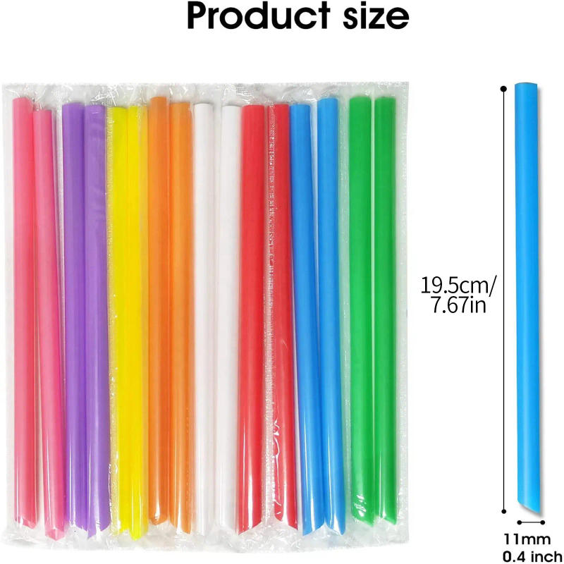 Description Picture 6 of item100-Piece Plastic Straws Disposable Smoothie Straws Are Suitable For Pearl Milk Tea Drinks Vasos De Plastico Con Tapa Y Popote