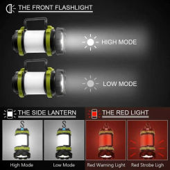 Portable Camp Lamp LED Camping Light USB Rechargeable Flashlight Spotlight Work Light Waterproof Searchlight Emergency Lantern