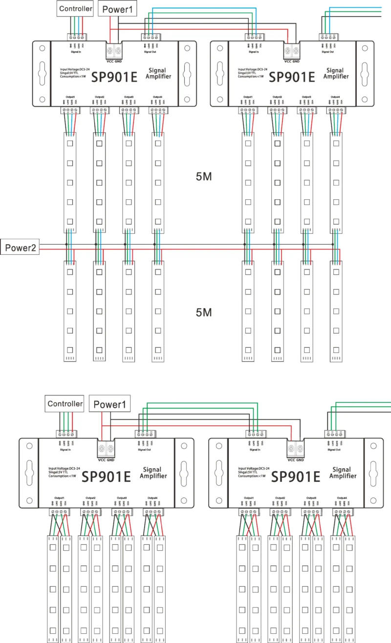 Description Picture 3 of itemAddressable RGB IC Pixels SPI Signal Amplifier Repeater WS2812B WS2811 APA102 LED Strip Programmable Matrix Panel Light dimmer